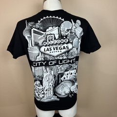 Las Vegas “City Of Lights” AOP T-Shirt Adult L Black & White All Over Print Y2K