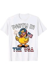 Patriotic Party In The USA 4th July Funny Duck Boy Toddler T-Shirt White