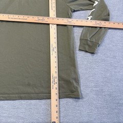 Asics Tiger T-Shirt Men Large Olive Green Katakana Sleeve Graphic Long Sleeve Te