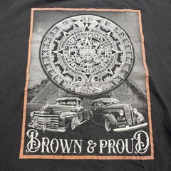 Shaka Wear Brown & Proud Lowrider Aztec Calendar Graphic T-Shirt Black Mens 3XL