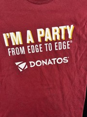Donatos Shirt Mens Small Graphic Pizza Party Slogan District Threads Tee