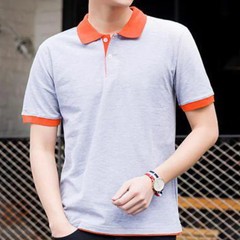 Contrast Color Lapel Short-sleeved POLO Shirt Fashionable Personalized Button Su