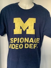 Michigan Espionage Video Dept Michigan navy t shirt sz L large NWT