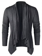 Men’s Asymmetrical Overlap Cardigan Cowl Neck Slim Fit Long Sleeve T-Shirt Top