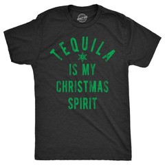 Mens Tequila Is My Christmas Spirit T Shirt Funny Xmas Holiday Booze Drinking