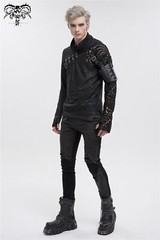 Devil Fashion Men Gothic Punk Pullover Pins Asymmetrical Long Sleeve T-shirt