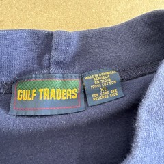 Gulf Traders Mens XL Navy Blue Mock Neck Long Sleeve 100% Cotton Shirt 90s