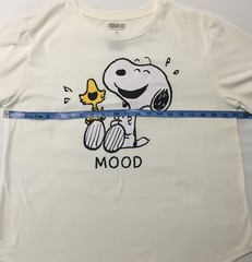 Teen Girls Size XXL Peanuts Snoopy & Woodstock Mood Lt Ivory S/S Tee T-Shirt NWT