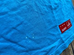 100 THIEVES LONG SLEEVE CREWNECK T-SHIRT BLUE MENS MEDIUM USA MADE GREAT SPOTS
