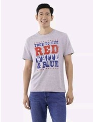 AMERICA TRUE TO THE RED WHITE & BLUE MENS GRAY T-SHIRT SIZE 2XL (50-52)