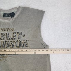 Harley Davidson Mens Sleeveless T-Shirt Large Brown Embroidery Wide Strap #1817