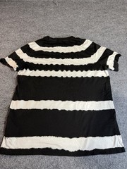 Guess Black & White Striped Embroidered T‑Shirt – Size M – Tie‑Dye Style
