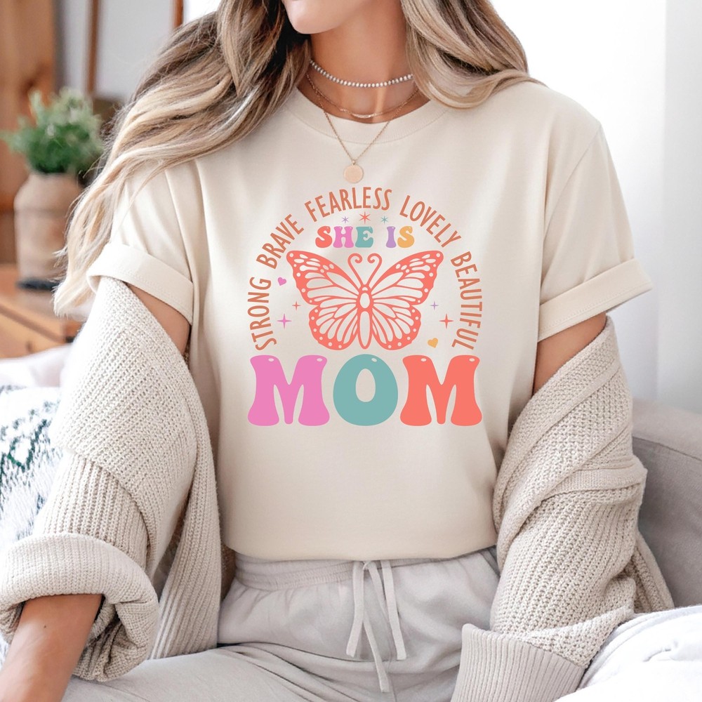Mom Life T-Shirt, Butterfly Mama Tee, Mother’s Day Shirt, Strong Mom Graphic Tee