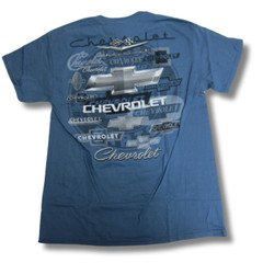 Joe Blow T’s Chevrolet All Over Logo Print Indigo Cotton Preshrunk T-Shirt