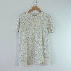 White Marbled Slub T Shirt Mens MEDIUM Space Dye Earthy Casual Prep BELLFIELD