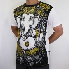 WEED Ganesha Ringer T-Shirt Men Ganesh Ganapati Hindu Gods Hippie Vintage WE08