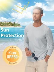 UPF50+ Men’s Long Sleeve T-Shirts UV Sun Protection Quick Dry Fishing Shirts Tee