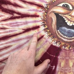 Vintage Mike DuBois Sun Shirt Mens XL Red Tie Dye Psychedelic Aztec Graphic 80s