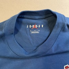 Jordan Blue Men’s Short Sleeve Embroidered Sneaker Patch Jumpman Logo T-Shirt M