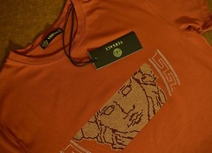 Men’s Versace Medusa Style Rhinestone T-Shirt Rust Luxury Designer US Size M