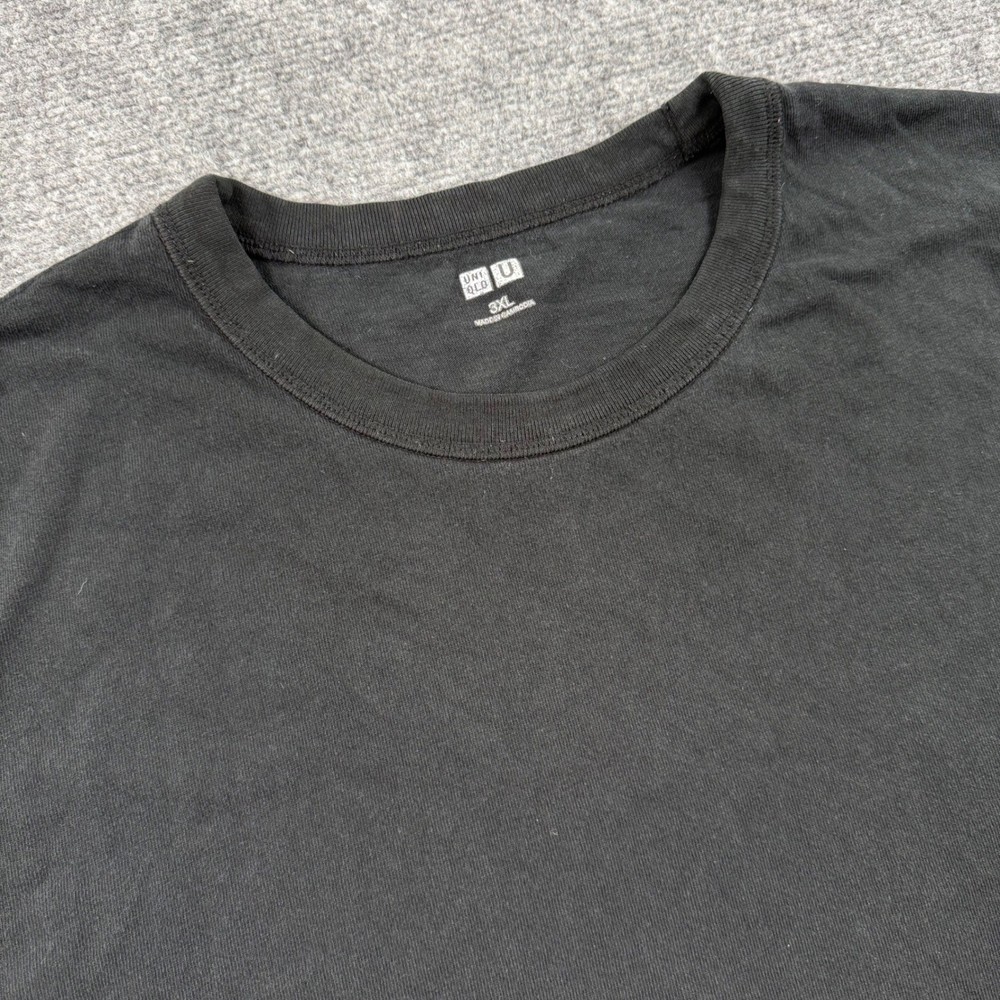 Uniqlo U T-Shirt 3XL Black Crew Neck Short Sleeve Cotton Mens 341-433028