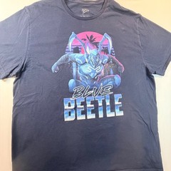 Blue Beetle Vaporwave Graphic T Shirt Mens 2XL Black DC Comics Movie Superhero