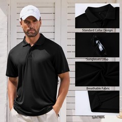 Mens Golf Polo Shirts Short Sleeve Moisture Wicking Dry Fit Tactical T-Shirt