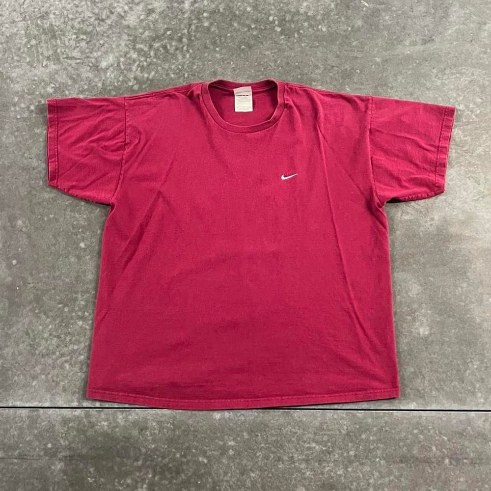 Y2K Nike Burgundy Red Mini Swoosh T Shirt XL
