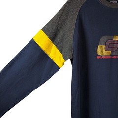 VTG 90s/Y2K NWT Guess Jeans Blue Yellow Long Sleeve Fleece Shirt Pullover XL