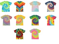 Multi-Color Rainbow New Tie Dye T-Shirts, Kids and Adult S to 5XL, Cotton 100%