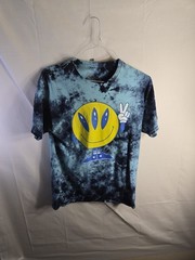 ALAB Blue Tie-Dye Alien Peace Shirt Medium Smiley 3-Eye 100% Cotton