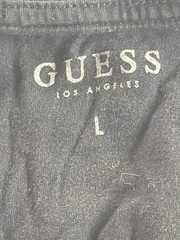 Guess Los Angeles Mens Large Black Gold Triangle Question Mark Graphic Tee Shirt
