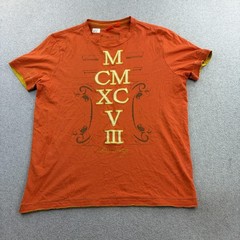 Hugo Boss Shirt Mens Large Orange Short Sleeve Roman Numeral Boss Orange Adult