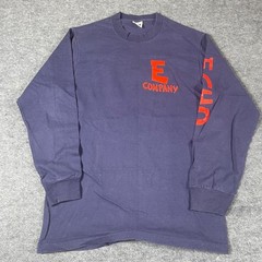 VTG Anvil T Shirt Adult Large Blue Long Sleeve E Company Echoes Native Cartoon