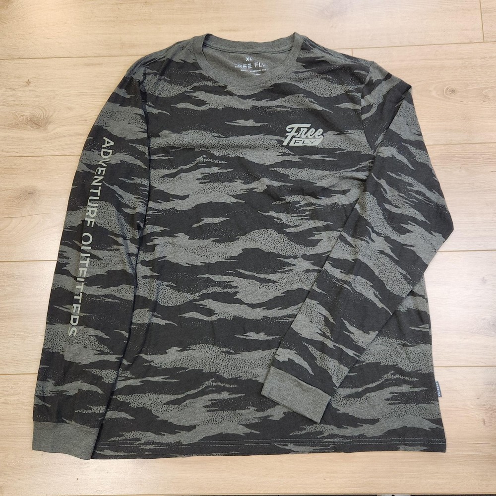 Free Fly Shirt Mens XL Gray Hybrid Mist Camo Long Sleeve Adventure Outfitters