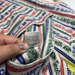 Teddy Fresh Spell Out T-shirt Striped Size Large Cotton Polyester Colorful Logo