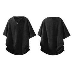Men Hong Kong Striped For Henry Collar Casual Top Plus Size Short Sleeve T-shirt