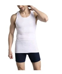 Fruit of the Loom Men’s 10 Pack White Ribbed Tag Free Tank A-Shirts Large 42/44