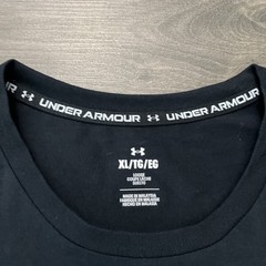 Under Armour Mens XL T Shirt Black Yellow Orange Split Graphic