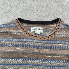 VTG Arizona Company Mens T Shirt L G Geometric Pattern Pocket Tee Brown Blue