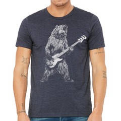 Bear Playing Bass Guitar, men’s premium quality tee t shirt