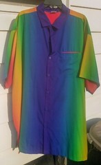 MEN’S RAINBOW SUMMER SHORT SLEEVE SHIRT 3XL long AS SHOWN