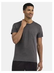 ATHLETIC WORKS Men’s S (34-36) Pocket Cotton Tee Short Sleeve • Charcoal
