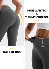 Fleece Lined Pants Women Straight Leg Yoga Leggings Winter Warm Pants with Po…