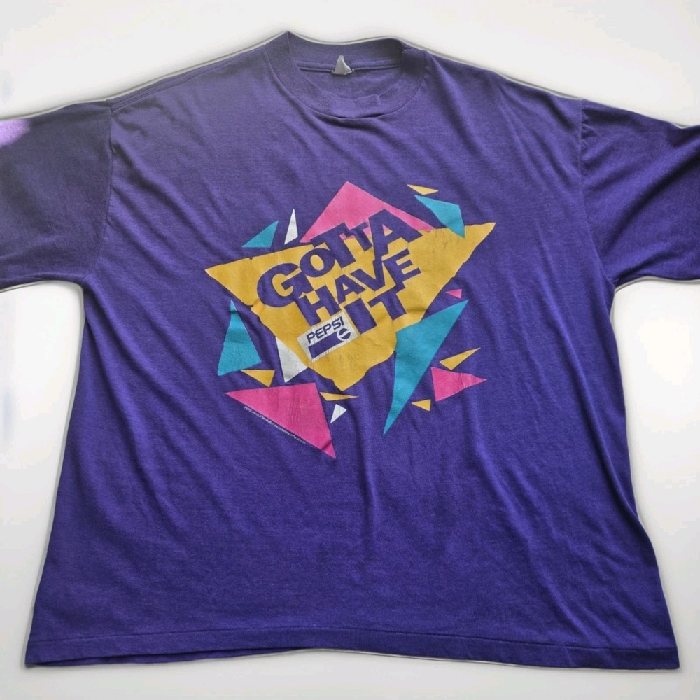 Vintage 90s Taco Bell T Shirt Adult Large Purple Geometric Graphic Retro 22×25