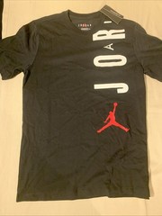 Air Jordan Shirt Mens Small Black Shoulder Spellout Short Sleeve Basketball