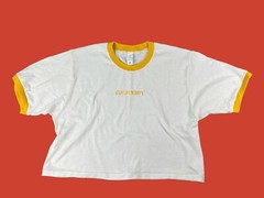 Personalizable Golden Boy custom embroidery men White ringer crop top T-shirt