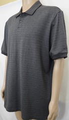 JOHN HENRY Men Polo T-Shirt Size 2XL Grey Striped Cotton Blend Short Sleeve Tee