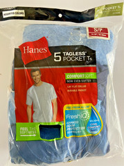 Hanes 5 Tagless Pocket Ts Shirt Comfort Fresh IQ Assorted Colors Small 34-36