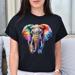 Artistic Elephant Color Splash Unisex T-shirt Black Navy Dark Heather